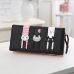 Modern Cat Stitching Zipper Wallet