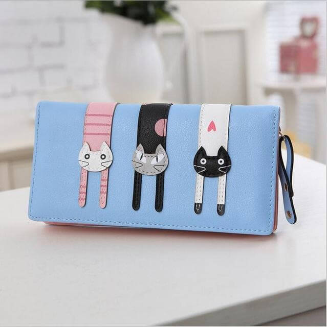 Modern Cat Stitching Zipper Wallet - Image 0