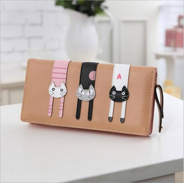 Modern Cat Stitching Zipper Wallet - Image 2