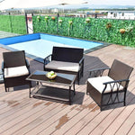 4Pcs Garden Furniture Outdoor Patio Sectional Set with Cushions