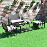 4Pcs Garden Furniture Outdoor Patio Sectional Set with Cushions