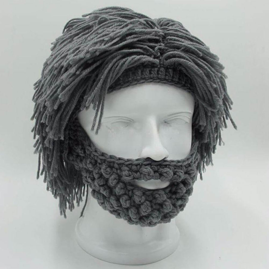 Handmade Knitted Men Winter Hat Mustache - Image 0