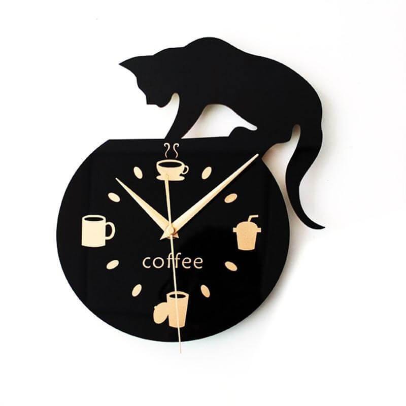 Black Cat Coffee Wall Clock