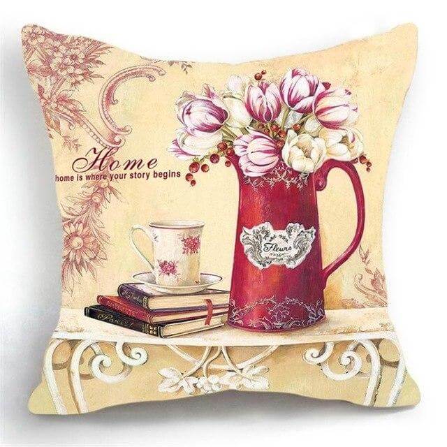 Luxury Flower Vase Cushion Cover Pillowcase