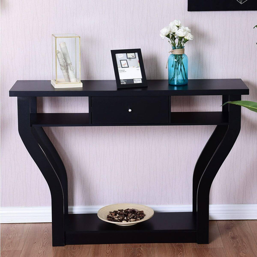Accent Console Table Modern Sofa Entryway Hallway Wood Display Desk with Drawer - Image 0