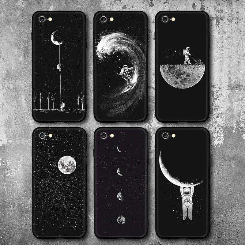 Cool Space Moon Astronaut Iphone Case