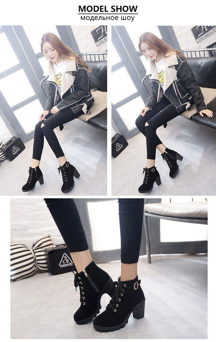 Real Leather High Heels Women Winter Shoes - Image 3