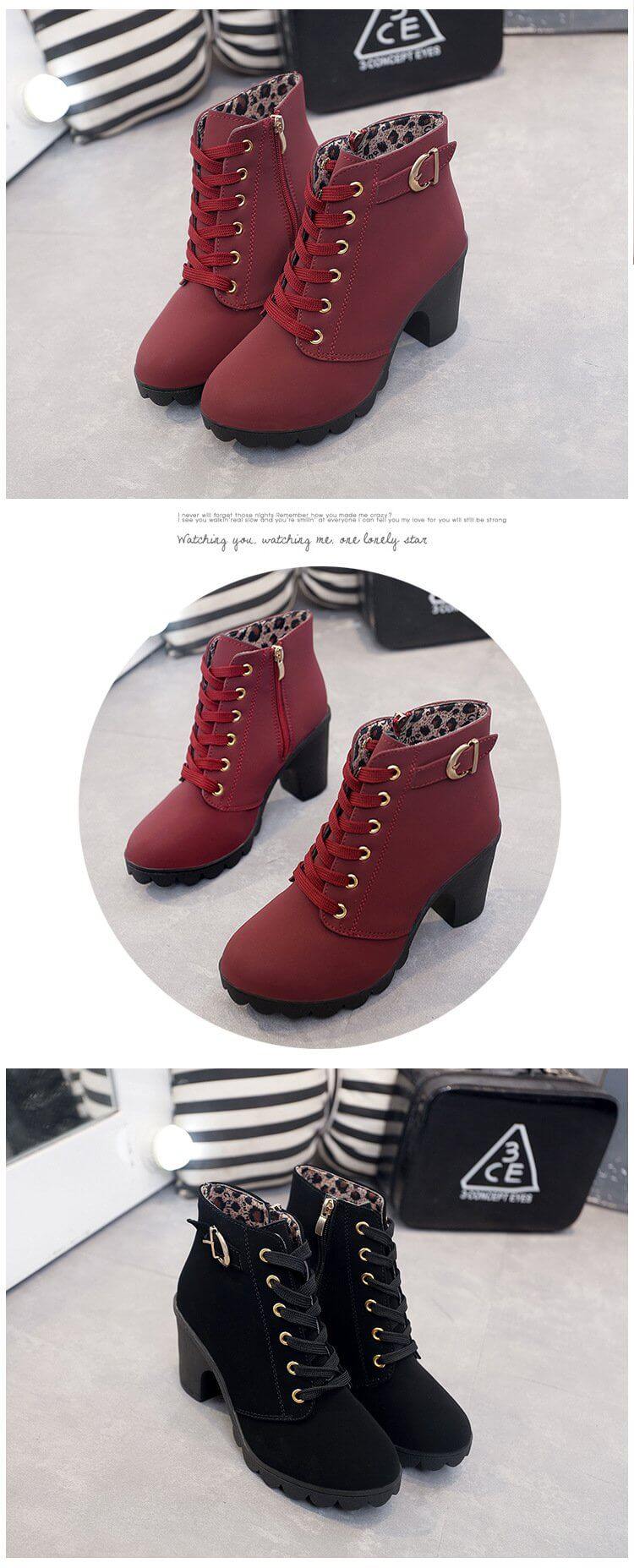 Real Leather High Heels Women Winter Shoes - Image 4