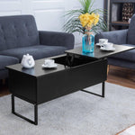 Black Modern Wood Hidden Storage Lift Top Table