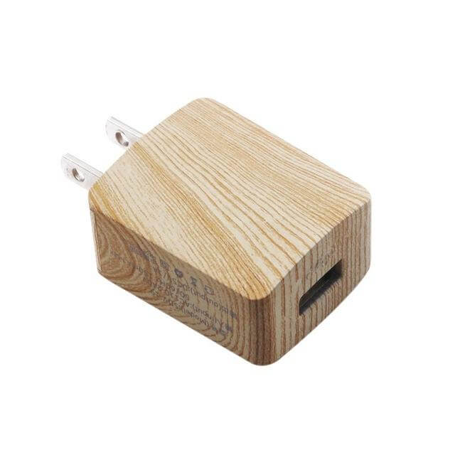 Wooden Single Fast USB Mobile Phone Charger - Image 1