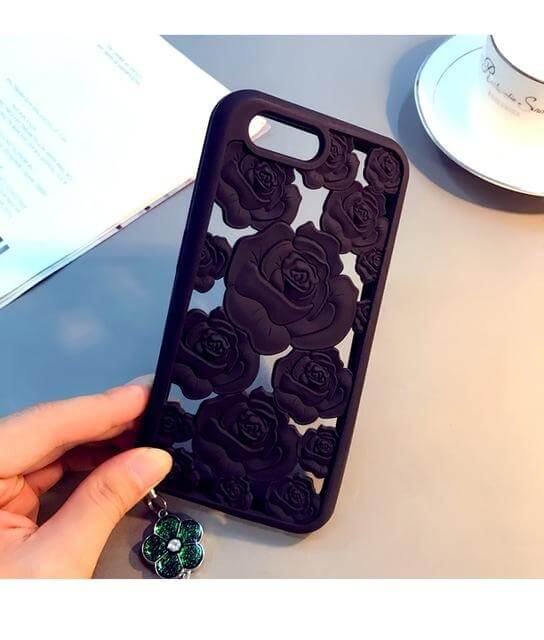 Luxury Hollow Out Rose Soft Silicone Iphone Case - Image 1