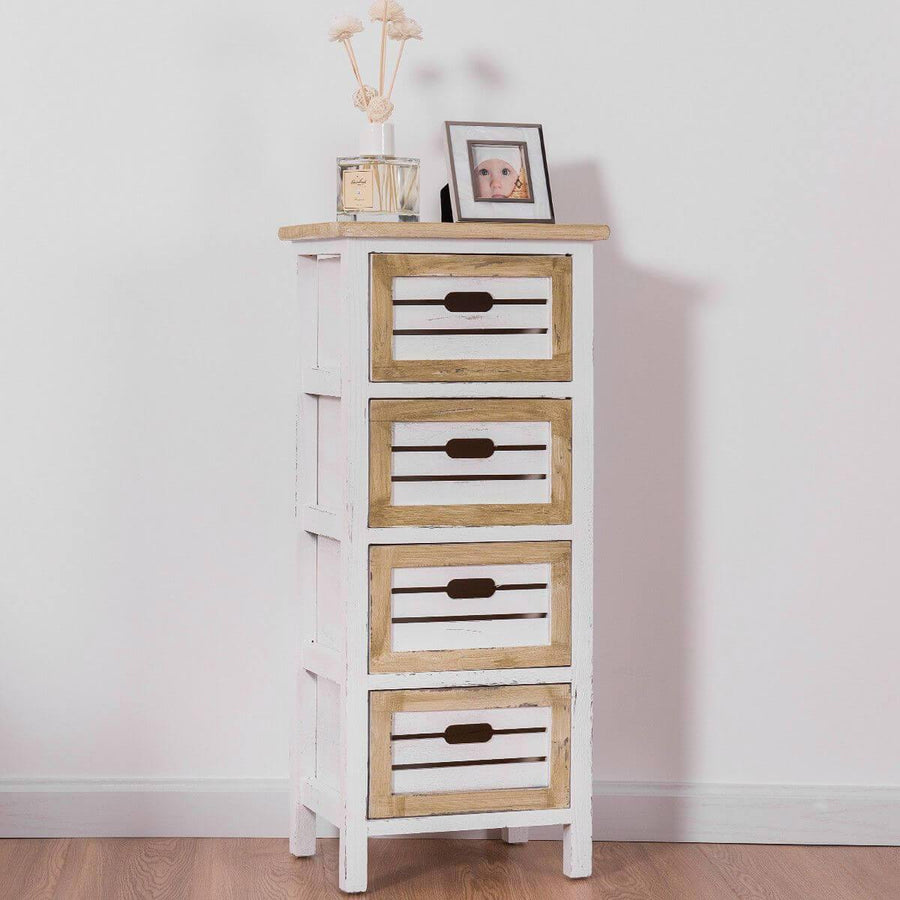Modern Wooden Bedside Table Nightstand with 4 Drawers - Image 1