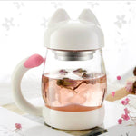 Cute Cat Glass Mug WithTea Filter