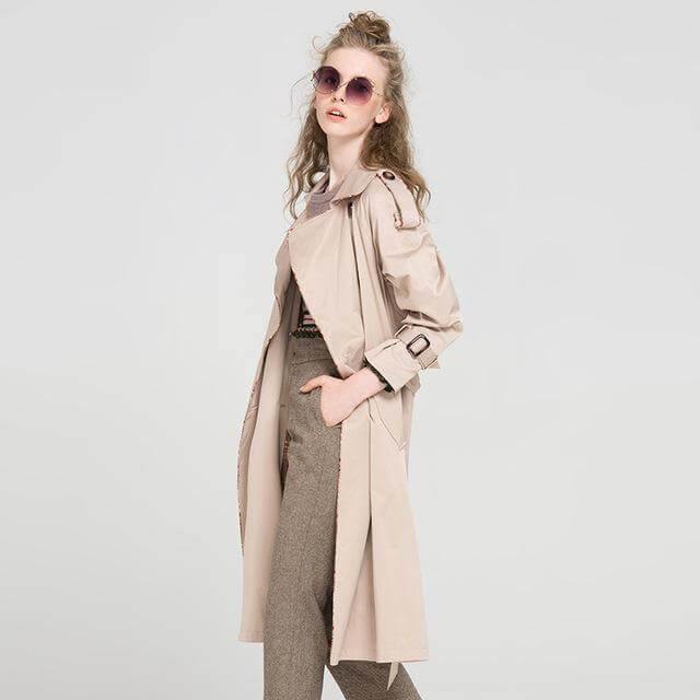 Autumn Fashion Modern Turn Down Collar Double Casual Long Trench