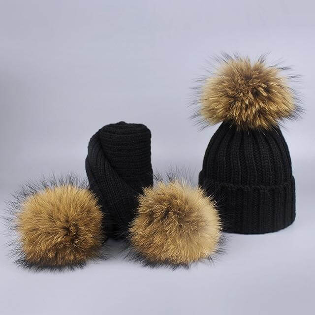 Warm Knitted Fur Hat Scarf Set - Image 11