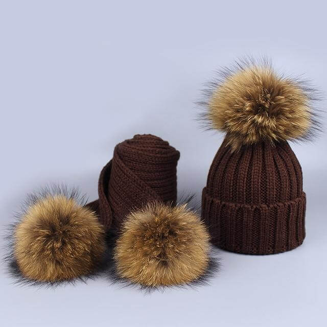 Warm Knitted Fur Hat Scarf Set - Image 4