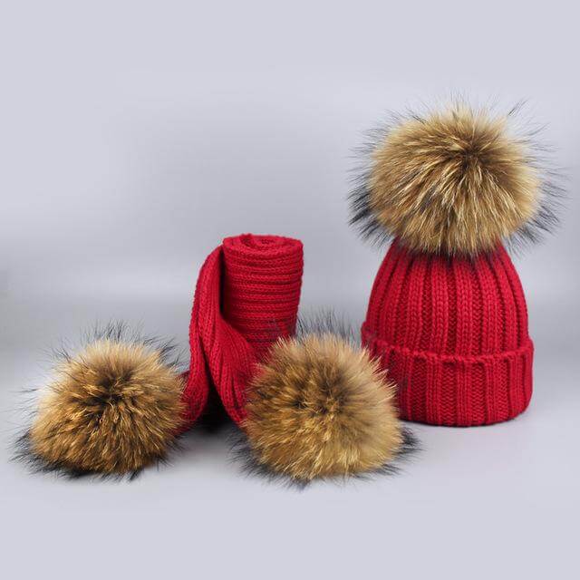 Warm Knitted Fur Hat Scarf Set - Image 23