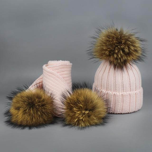 Warm Knitted Fur Hat Scarf Set - Image 10