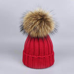 Warm Knitted Fur Hat Scarf Set