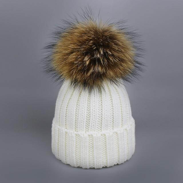 Warm Knitted Fur Hat Scarf Set