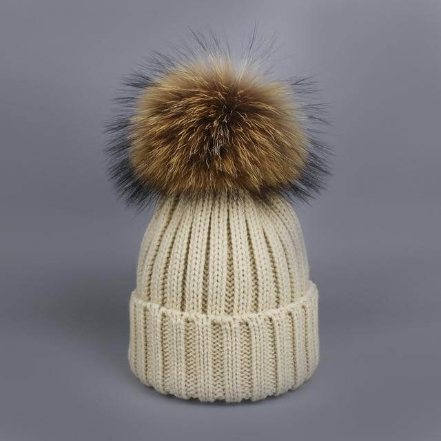 Warm Knitted Fur Hat Scarf Set