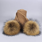 Warm Knitted Fur Hat Scarf Set