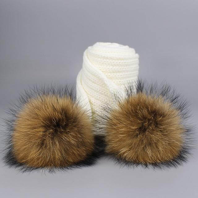 Warm Knitted Fur Hat Scarf Set - Image 9