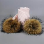 Warm Knitted Fur Hat Scarf Set