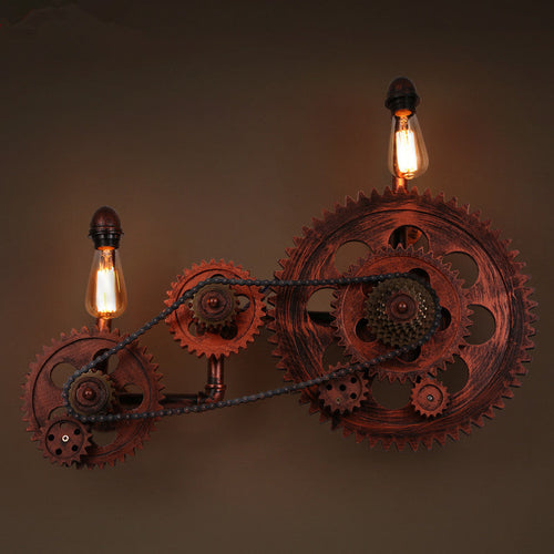 Loft Style Industrial Creative Wood Gear Vintage Wall Light - Image 0