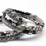 Black Python Skin Leather Bracelets