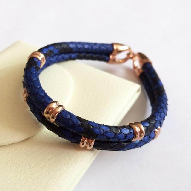 Black Python Skin Leather Bracelets - Image 3