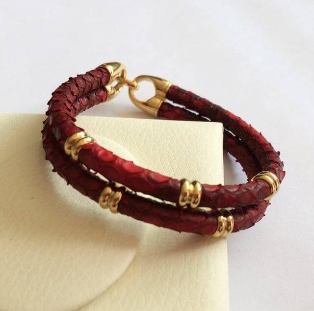 Black Python Skin Leather Bracelets - Image 1