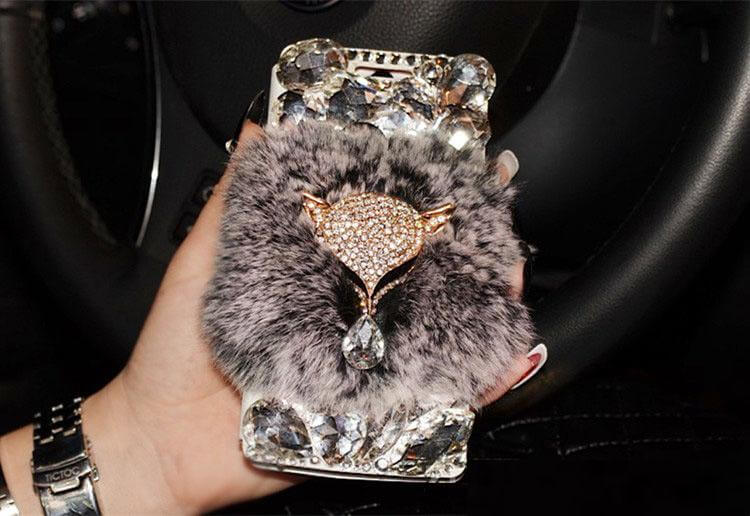 Rabbit Fur Leather Case For Iphone Models - Image 0