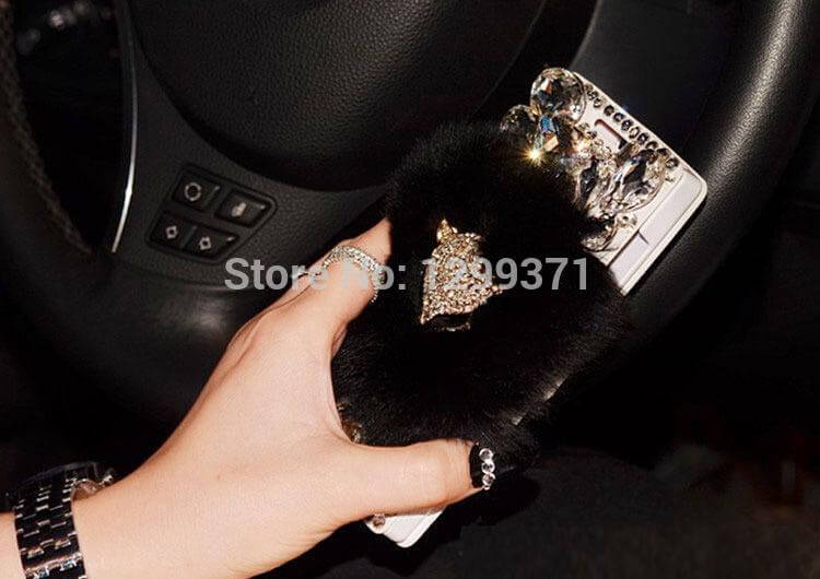 Rabbit Fur Leather Case For Iphone Models - Image 3