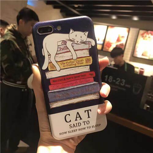 Frosted Embossment Lovely Cute Lazy Sleeping Cat Iphone Cases