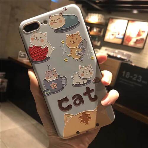 Frosted Embossment Lovely Cute Lazy Sleeping Cat Iphone Cases - Image 2