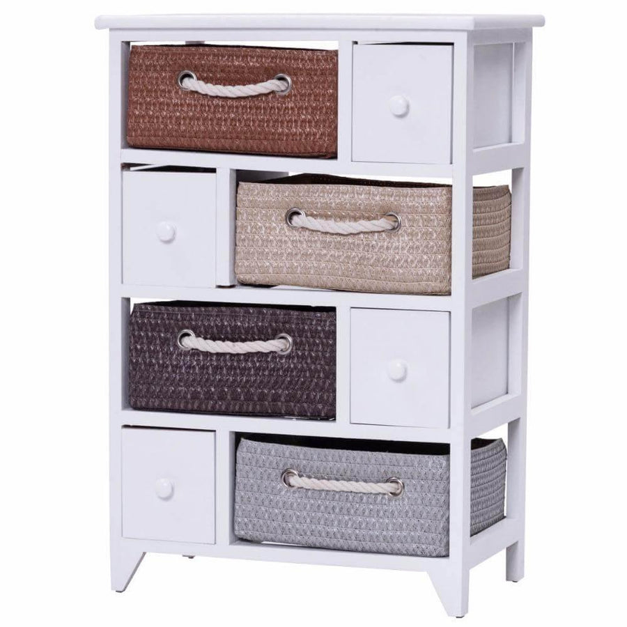Wooden 4 Drawer 4 Woven Basket Storage Cabinet - Image 5