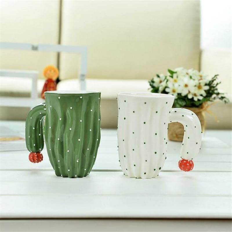 3D Cactus Style Ceramic Coffee Mugs