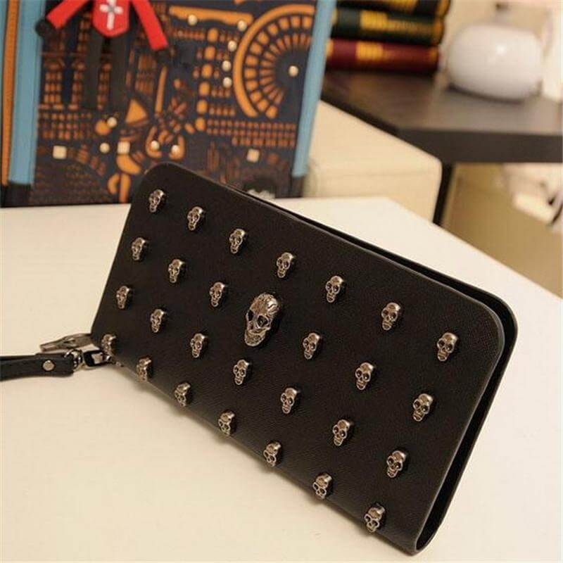 Metal Skull Leather Wallet Purse - Image 4