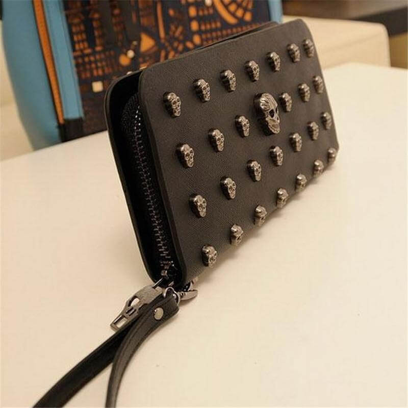 Metal Skull Leather Wallet Purse - Image 3