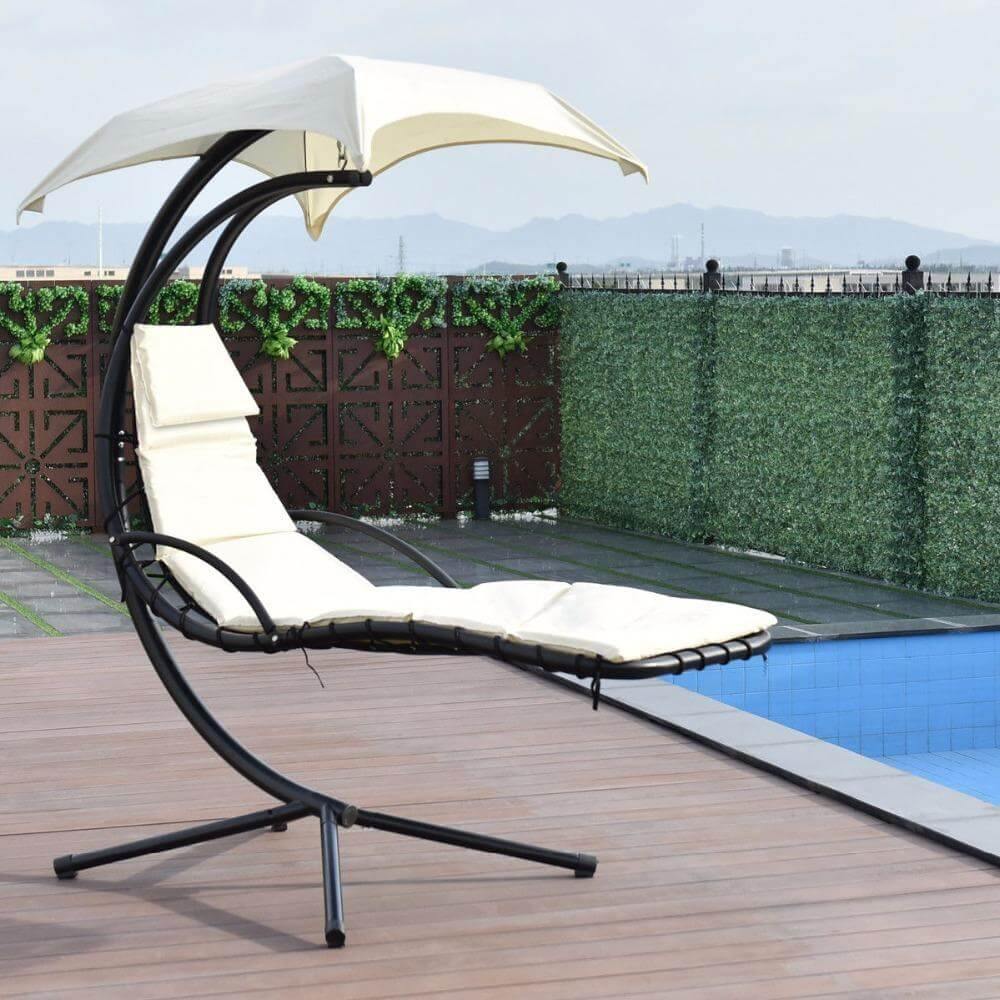 Hanging Chaise Lounger Chair Arc Stand Swing Hammock - MaviGadget