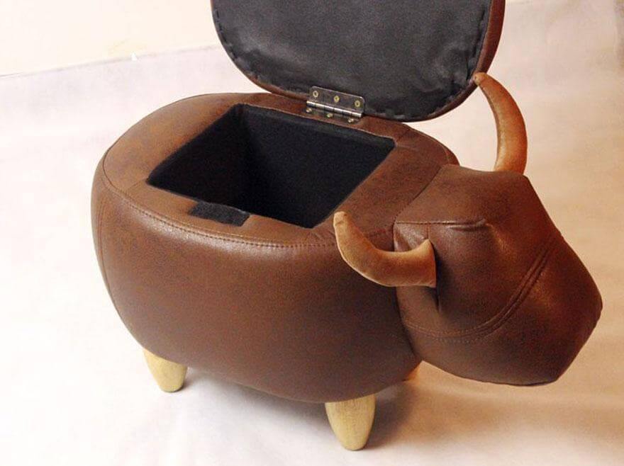 Cow Shape Ottoman Home decor with Storage - Image 3