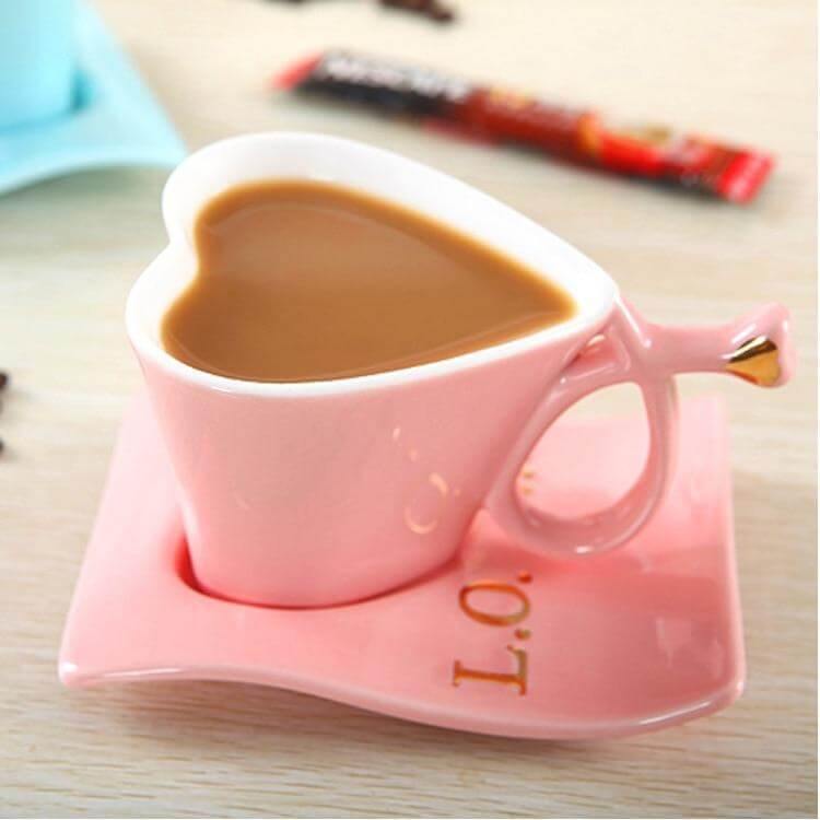 Heart Shaped Cute Ceramic Coffee Mug - MaviGadget