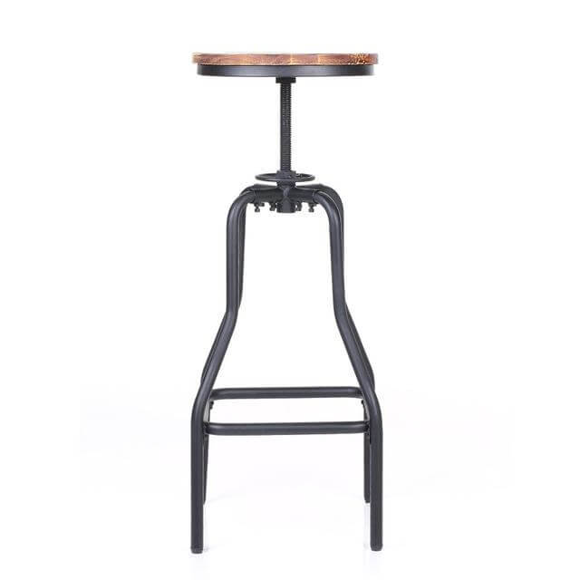 Natural Pinewood Height Adjustable Swivel Bar Stool - Image 1