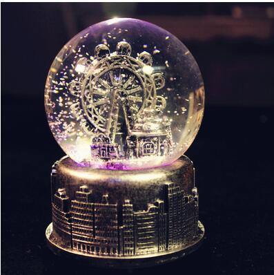 Creative LED Crystal Ball Music Box Glowing light Night Decor - Image 2
