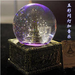 Creative LED Crystal Ball Music Box Glowing light Night Decor