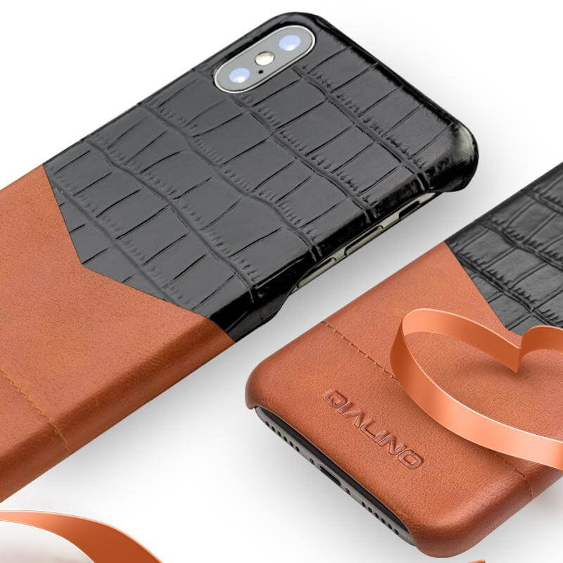 Luxury Full Grain Leather Crocodile design iPhone X Case - Image 0