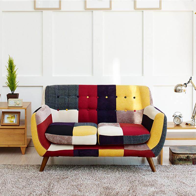 Contemporary Colorful Cute Modern Double Sofa Couch - Image 8
