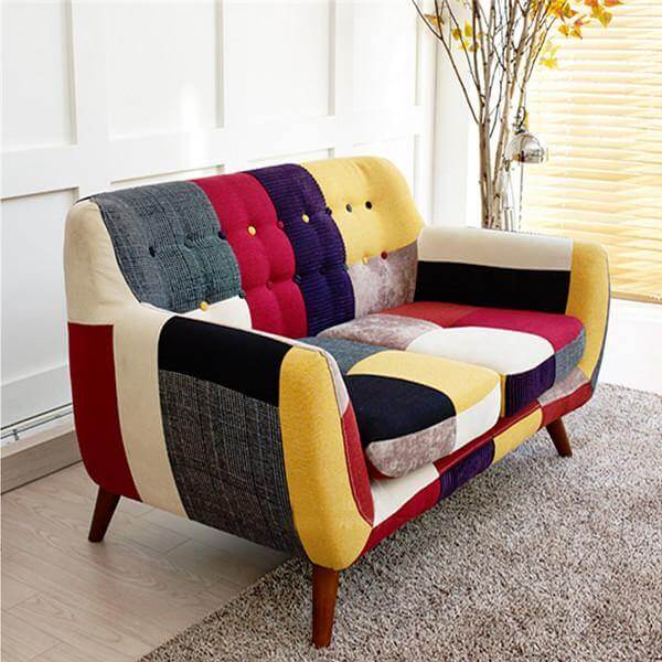 Contemporary Colorful Cute Modern Double Sofa Couch - Image 1