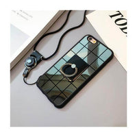 Simple Black White Plaid Mirror Iphone Cases with Strap - Image 2